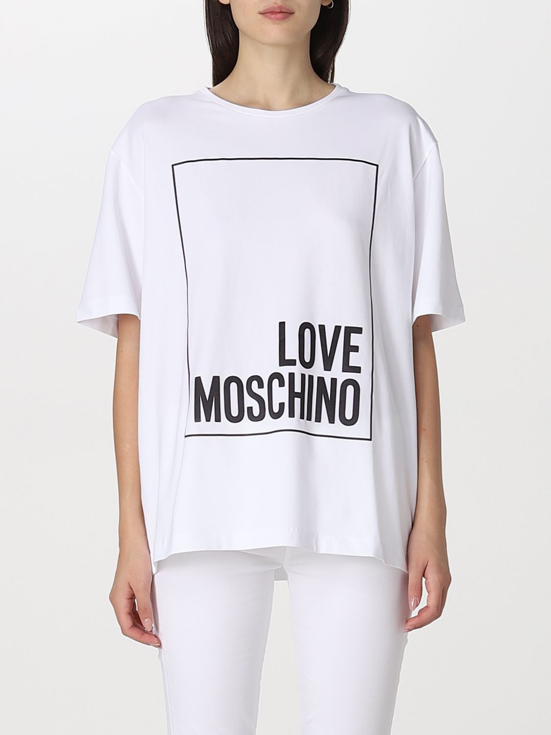 paz Corchete Penetración LOVE MOSCHINO: Camiseta para mujer, Blanco | Camiseta Love Moschino  W4F8745E1951 en línea en GIGLIO.COM