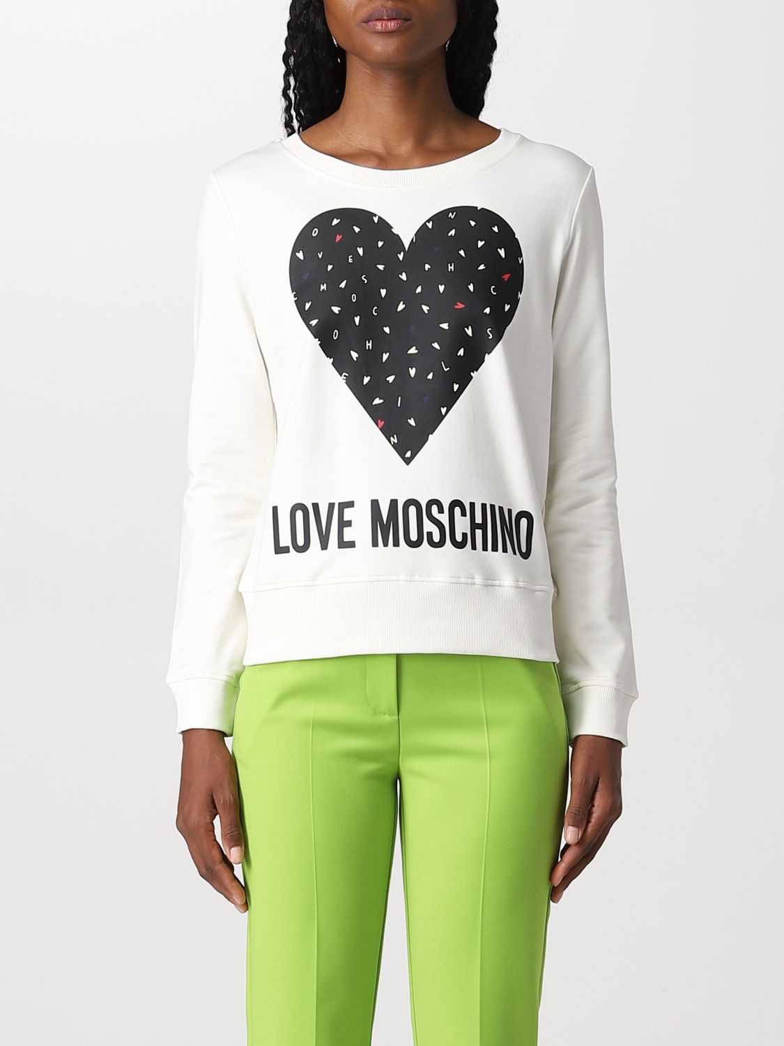 Outlet de Love Moschino: Sudadera para mujer, Blanco | Sudadera Love  Moschino W632208E2288 en línea en 