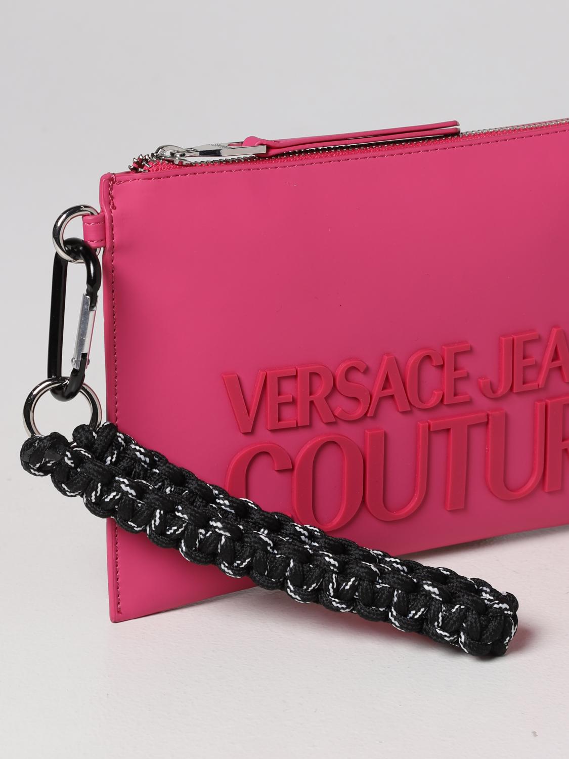 VERSACE JEANS COUTURE Clutch in pelle sintetica gommata Fuxia