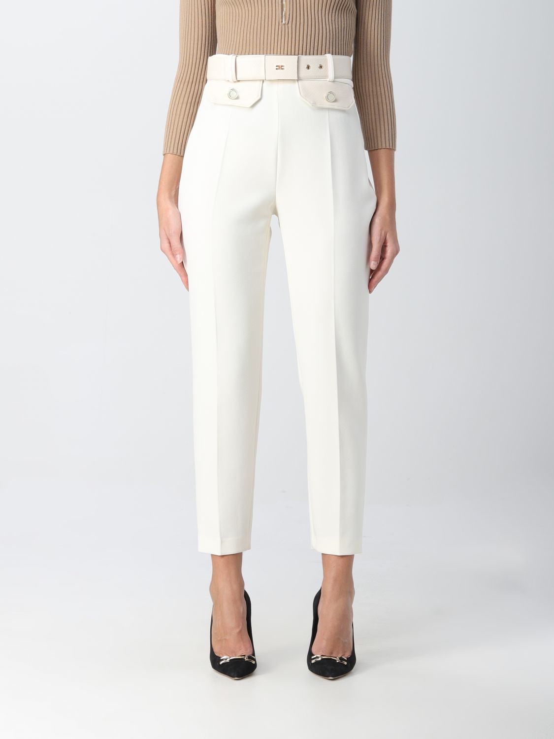ELISABETTA FRANCHI: pants for woman - White | Elisabetta Franchi pants ...