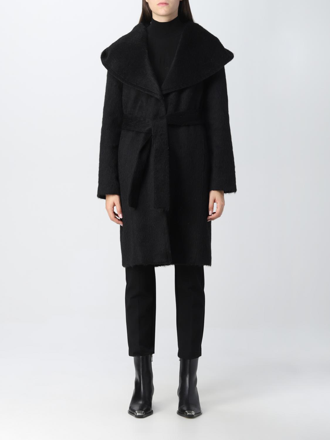 KAOS: coat for woman - Black | Kaos coat OI1LE011 online at GIGLIO.COM