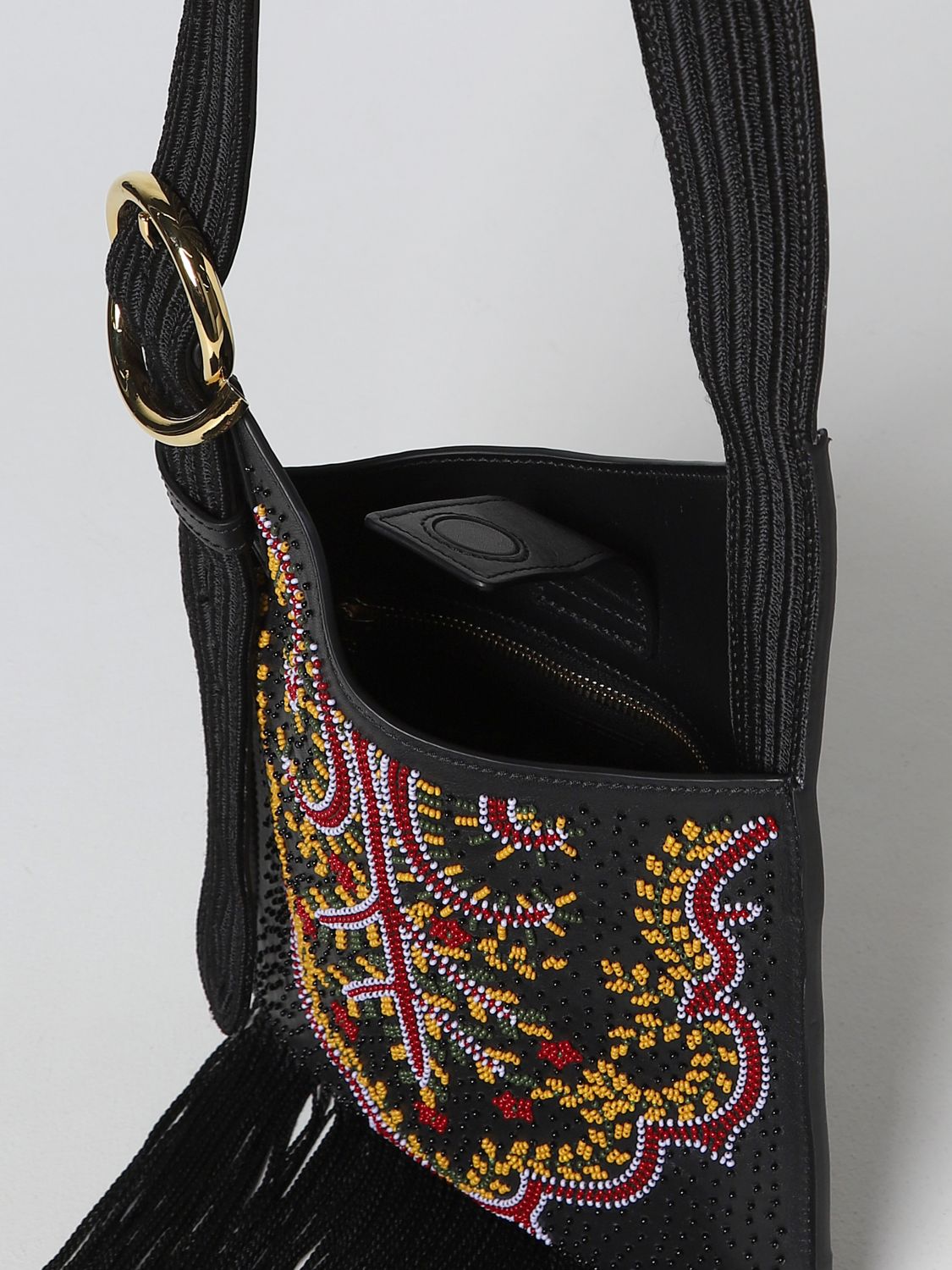 Damen Taschen Clutches und Abendtaschen Etro Leder Clutch mit Fransen in Schwarz 