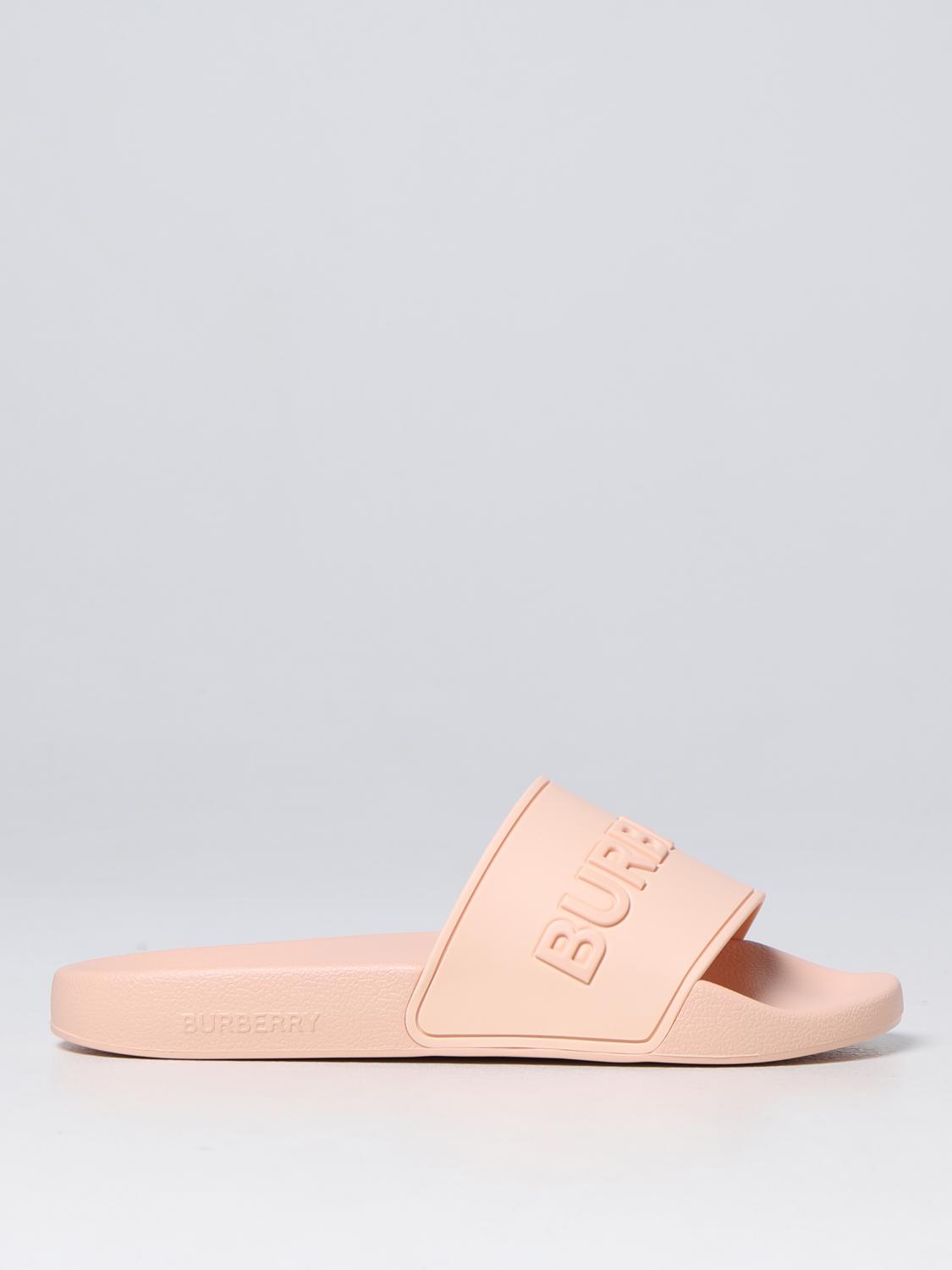 BURBERRY: flat sandals for woman - Pink | Burberry flat sandals 8057167  online on 