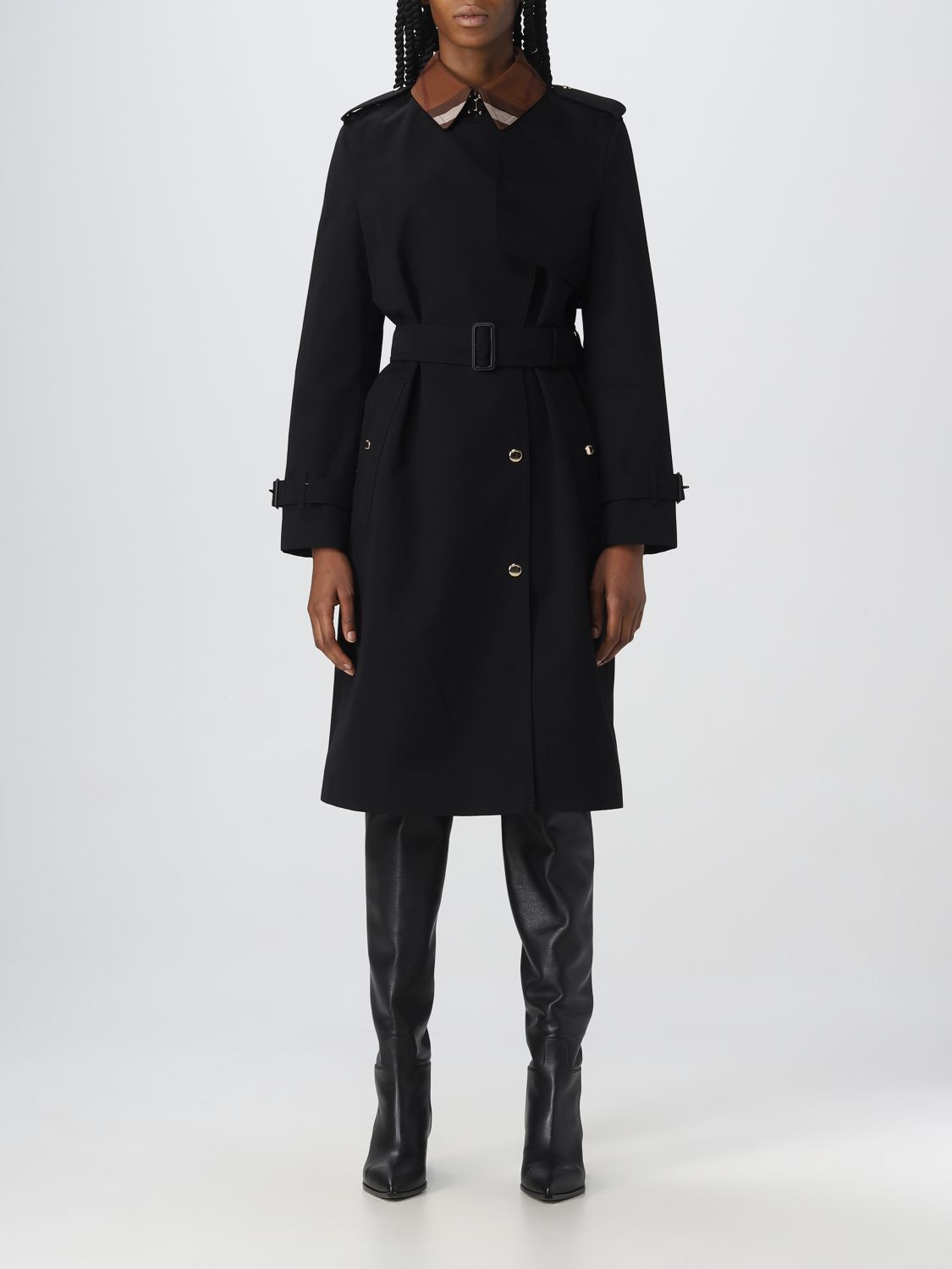 BURBERRY: trench coat for woman - Black | Burberry trench coat 8060739 ...