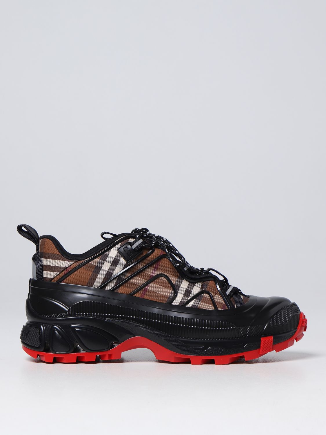 Burberry Check Pattern Sneakers In Brown | ModeSens