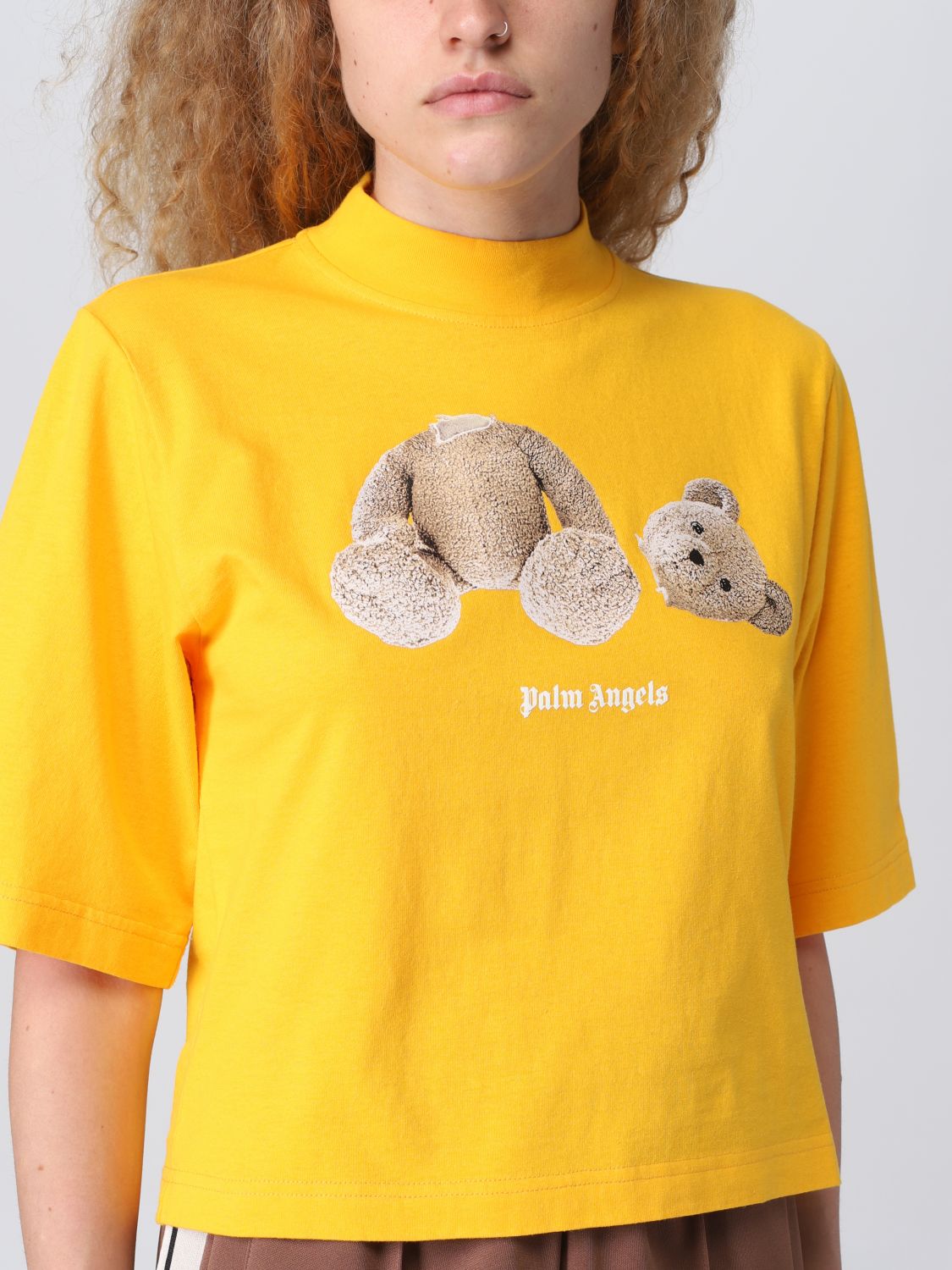 PALM ANGELS: t-shirt for woman - Yellow  Palm Angels t-shirt  PWAA020F22JER005 online at