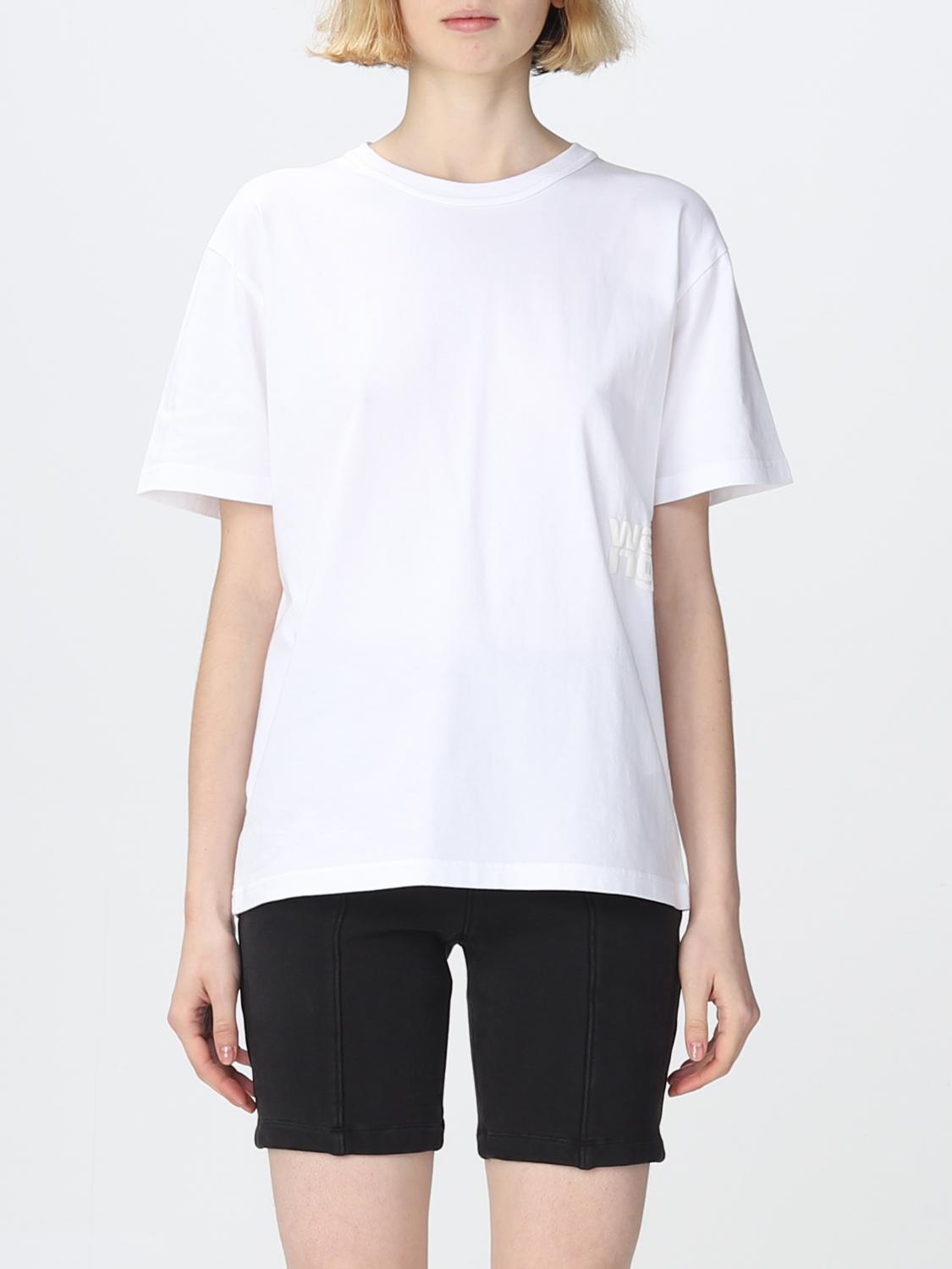Alexander Wang Essential Jersey Short Sleeve Tee With Puff Logo And Bound Neck In White