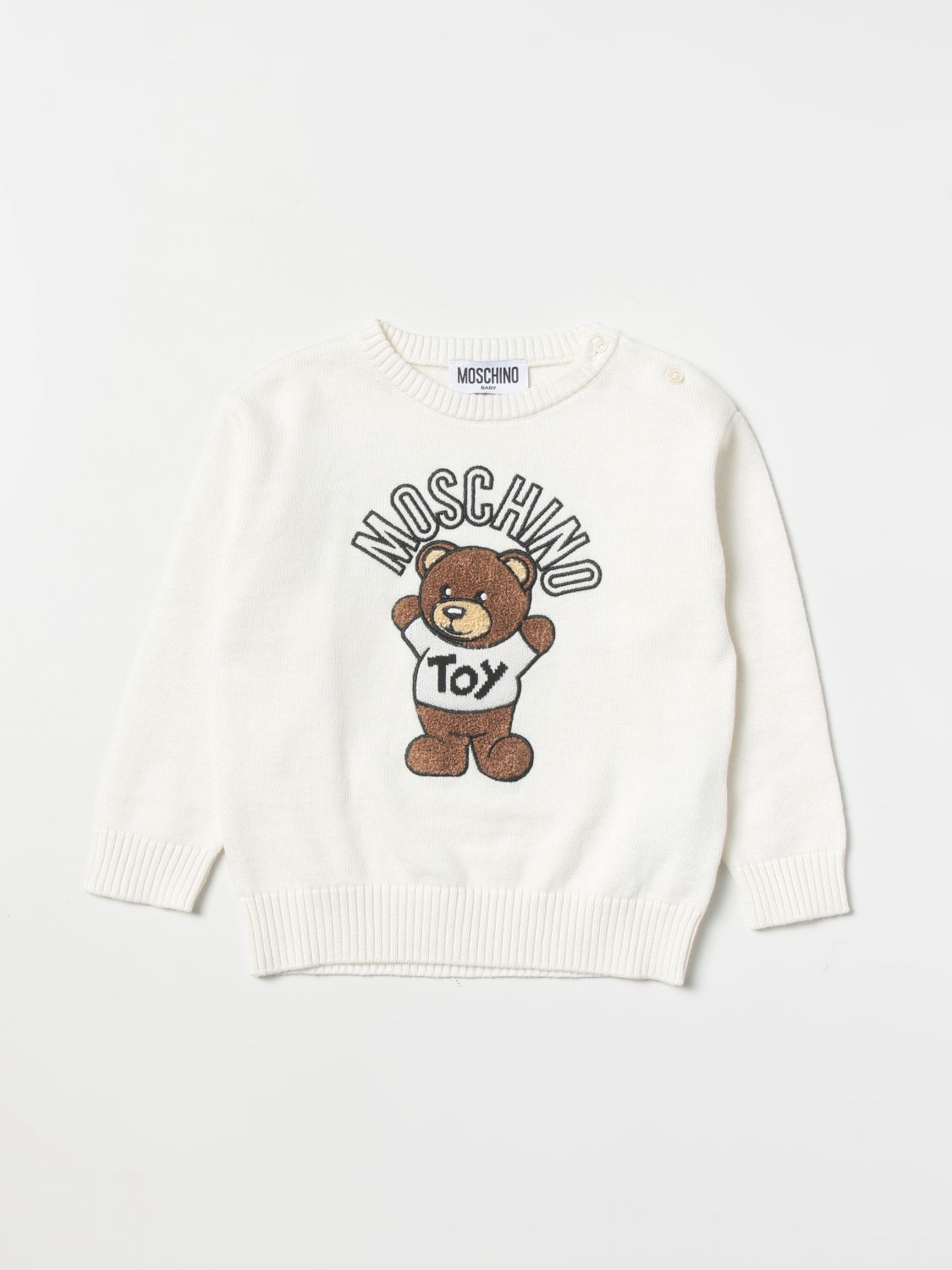Meesterschap herstel delen Moschino Baby Outlet: sweater for baby - White | Moschino Baby sweater  MPW00JLHE05 online on GIGLIO.COM