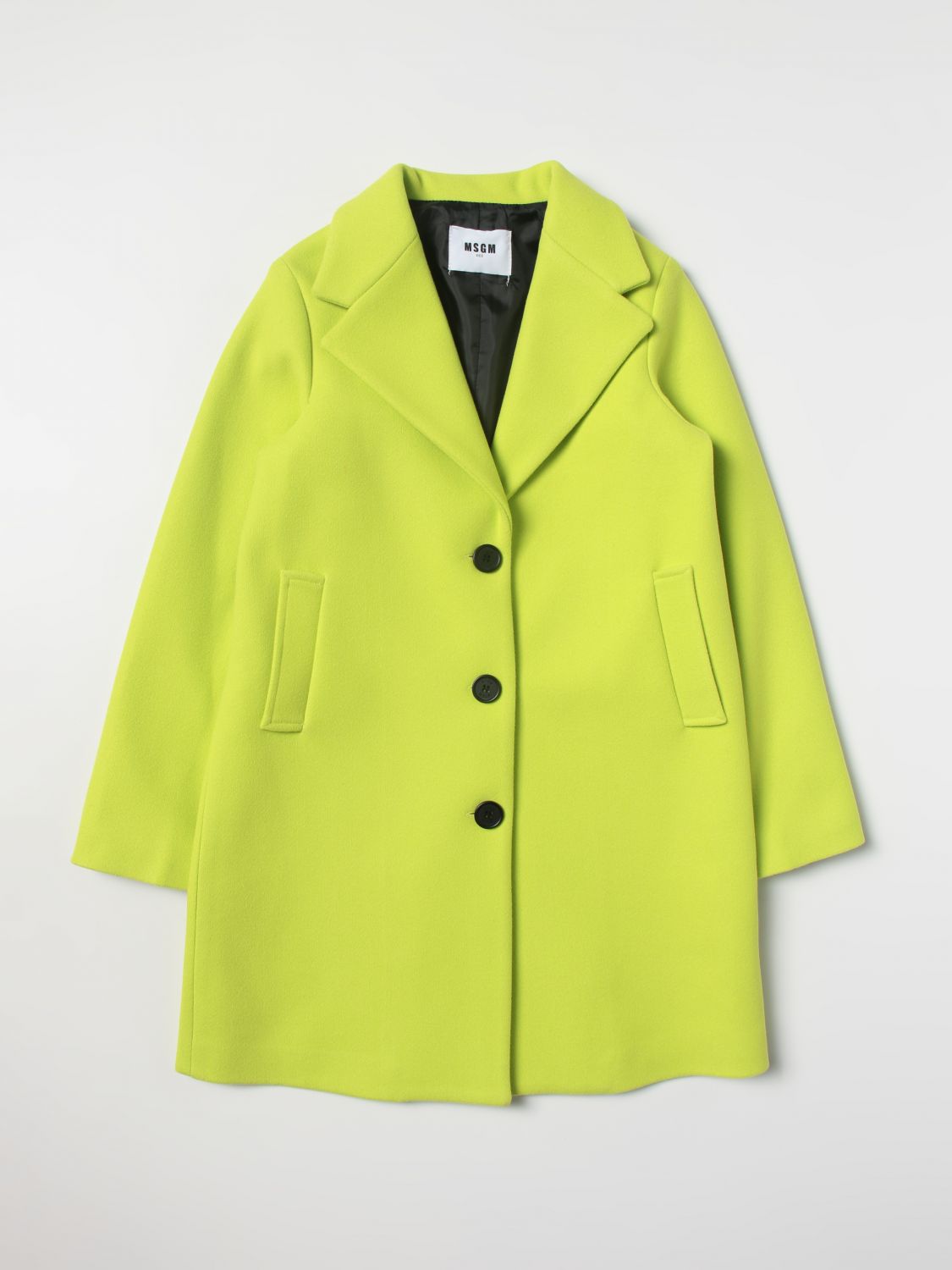 MSGM KIDS: coat for girls - Lime | Msgm Kids coat MS029191 online 