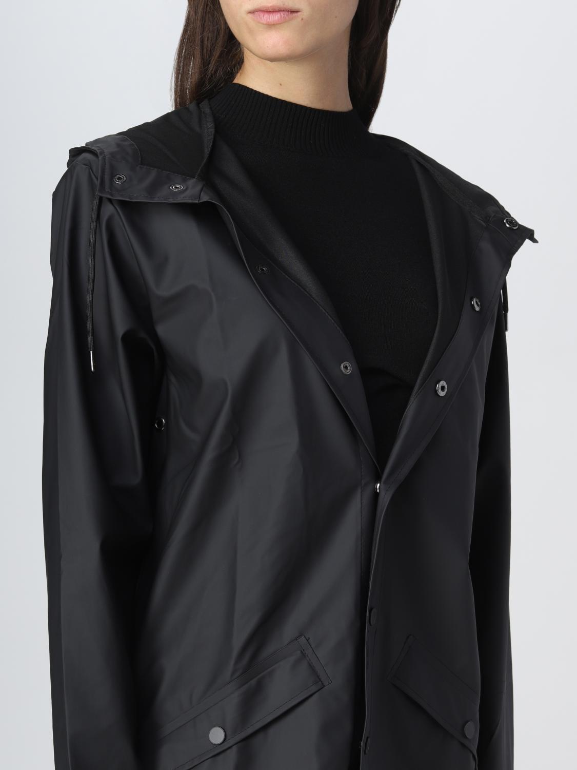 RAINS coat for woman Black Rains coat LONGJACKET12020D online on