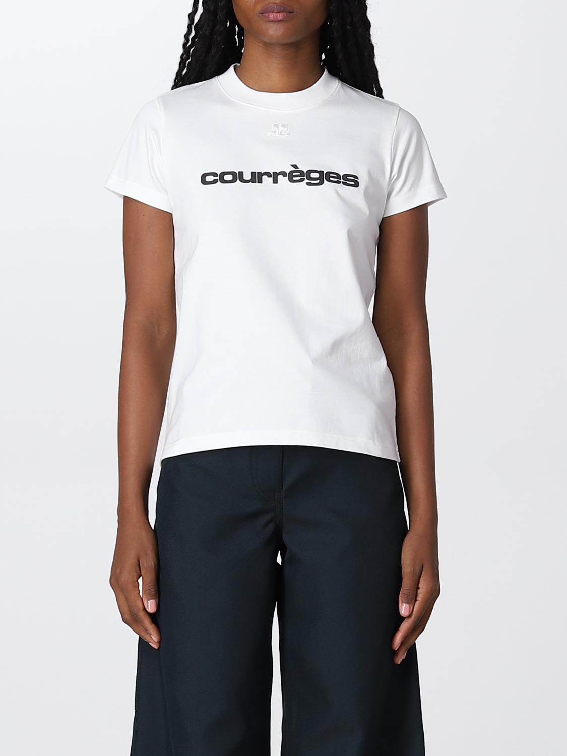 COURRÈGES：Tシャツ レディース - ホワイト | GIGLIO.COMオンラインの