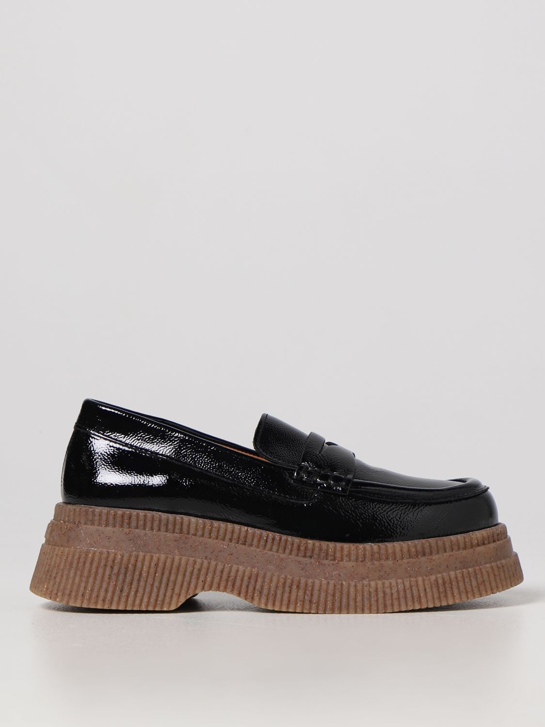 GANNI: patent leather - Black Ganni loafers S1867 online GIGLIO.COM