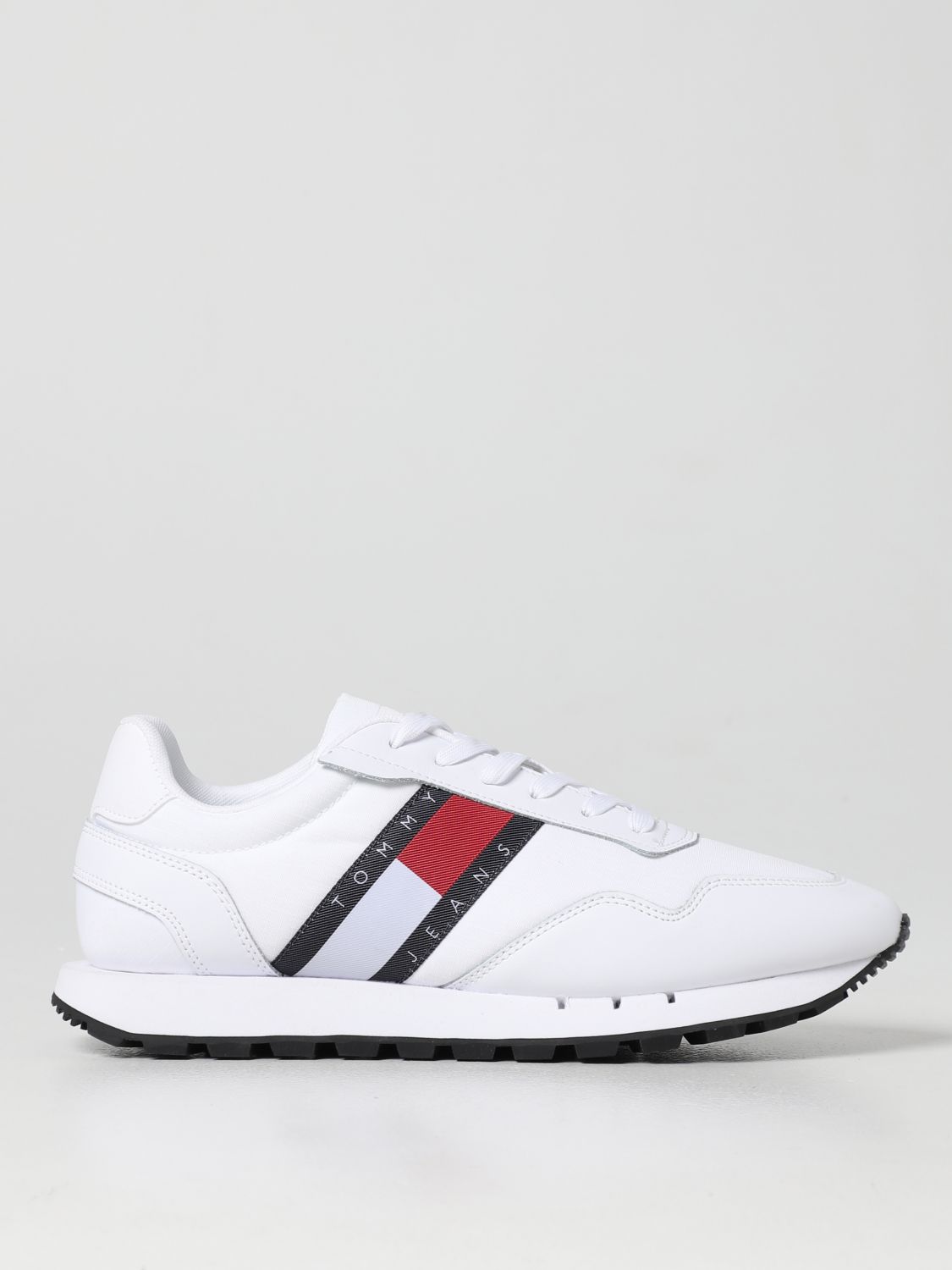 TOMMY HILFIGER: Tommy Jeans retro recycled fabric sneakers - White | Tommy Hilfiger sneakers EM0EM01014 online GIGLIO.COM