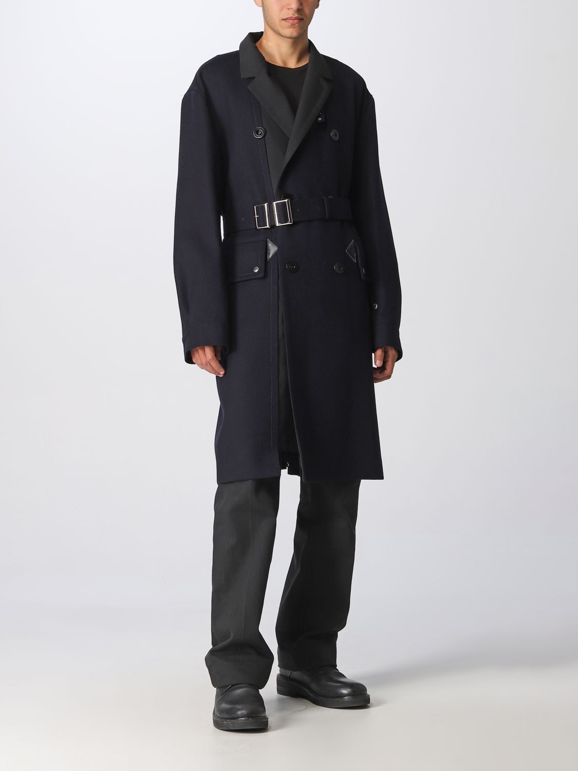 SACAI: coat for man - Blue | Sacai coat 2202883M online on GIGLIO.COM