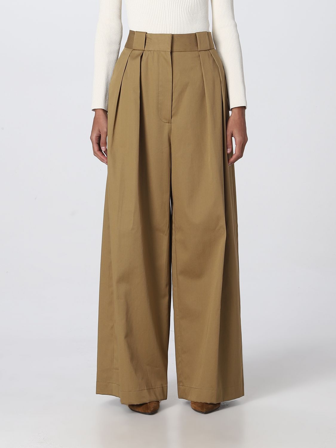 KHAITE: pants for woman - Kaki | Khaite pants 3100151 online on GIGLIO.COM