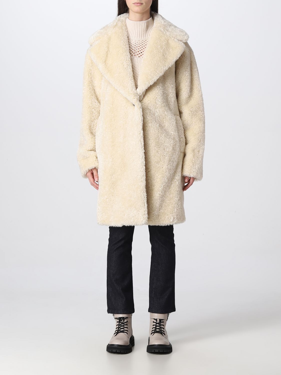Actitude Twinset Fur Coats  Woman Color Yellow Cream
