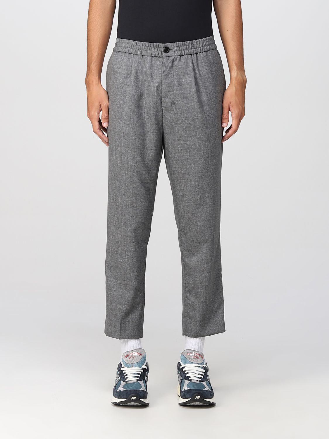 AMI PARIS: pants for man - Grey | Ami Paris pants HTR206209 online at ...