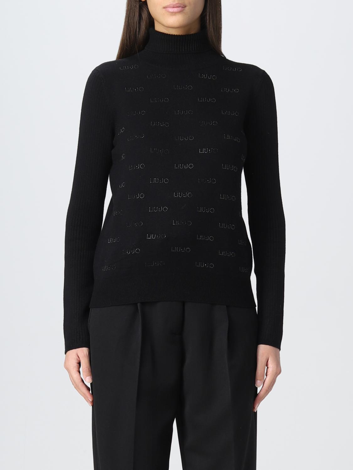 Liu Jo maglia traforata con logo strass panna