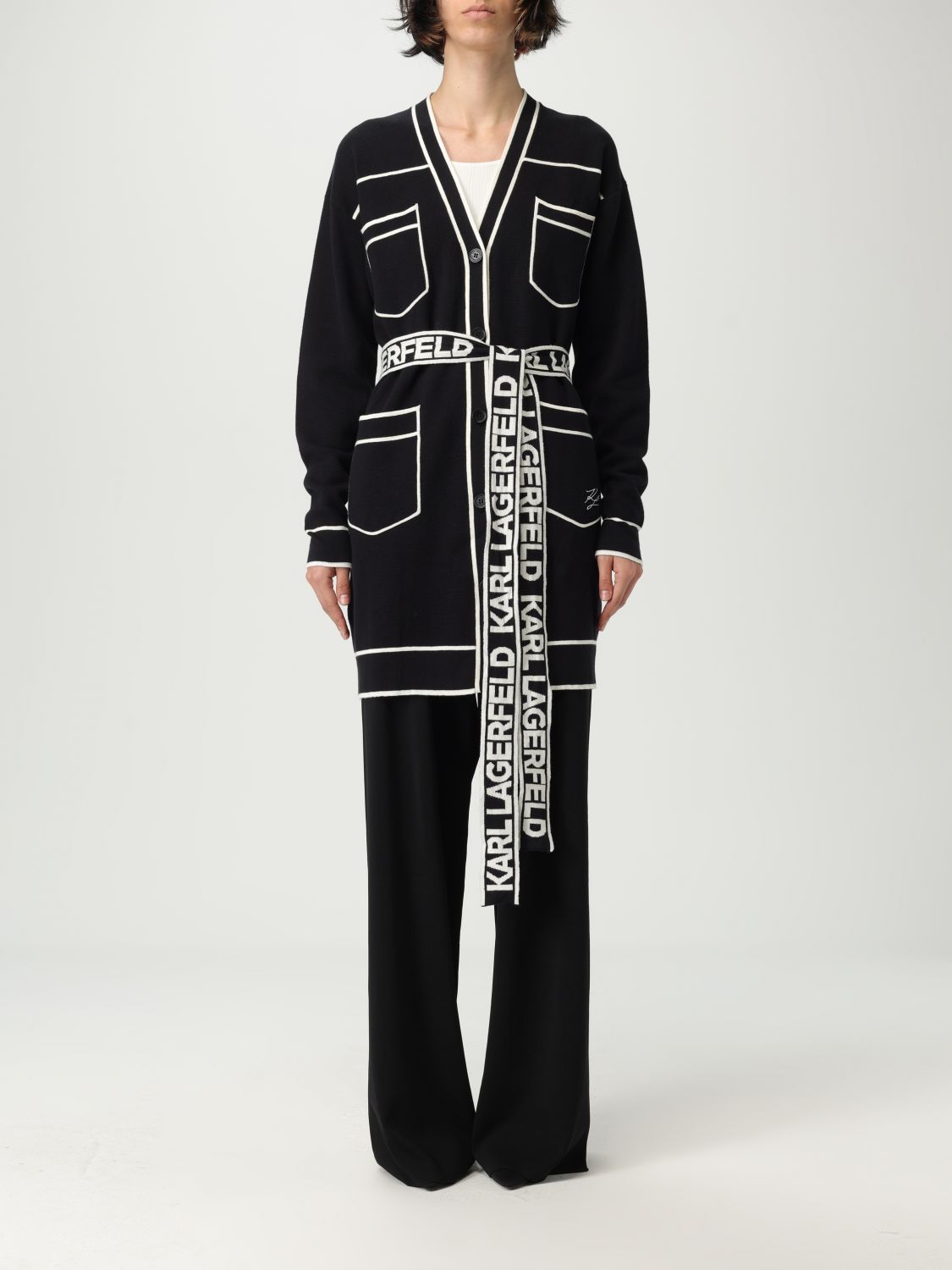 Karl Lagerfeld Cardigan In Cotone E Lana