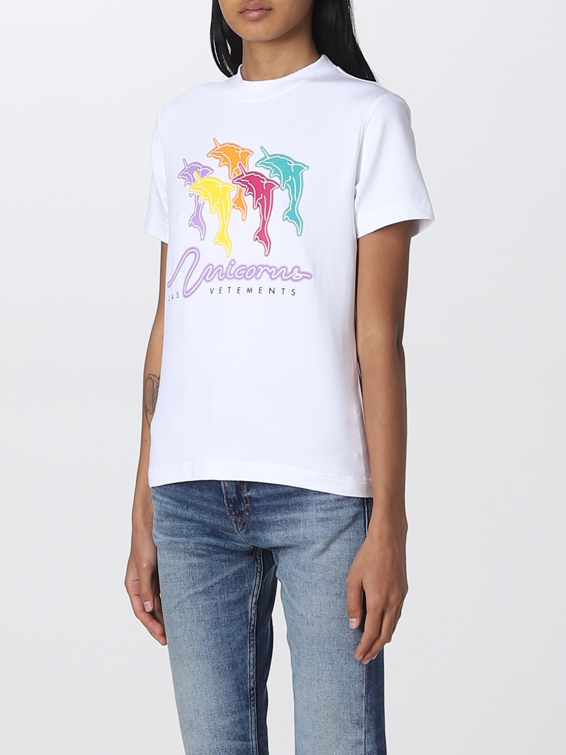 VTMNTS: t-shirt for woman - White | Vtmnts t-shirt WA53TR200W online on ...
