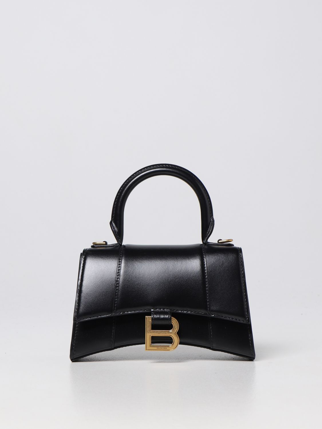 BALENCIAGA: Hourglass Top XS bag in leather Black | Balenciaga mini bag 5928331QJ4M online on GIGLIO.COM