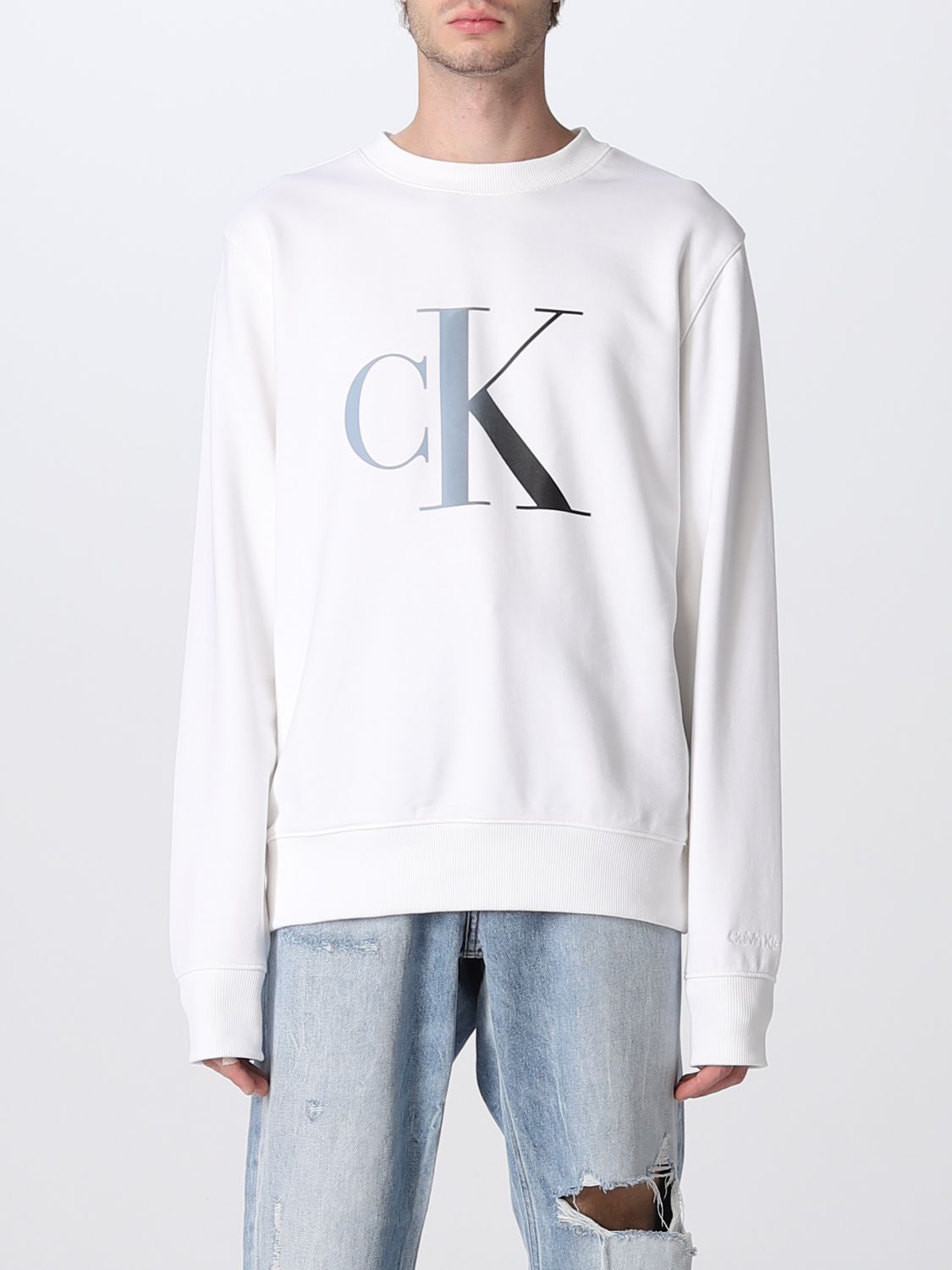 Netjes Reis Pogo stick sprong Calvin Klein Jeans Outlet: sweatshirt for man - White | Calvin Klein Jeans  sweatshirt J30J320841 online on GIGLIO.COM
