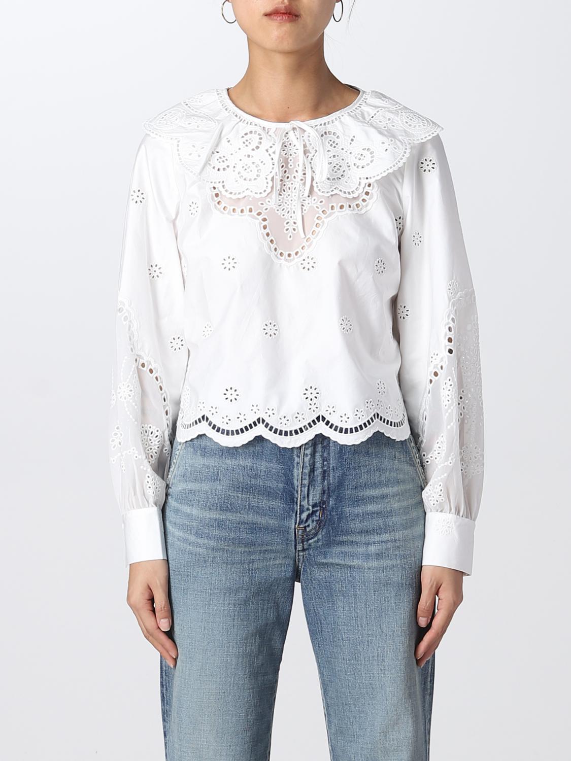 Self-portrait Daisy Cotton Broderie Anglaise Shirt In White