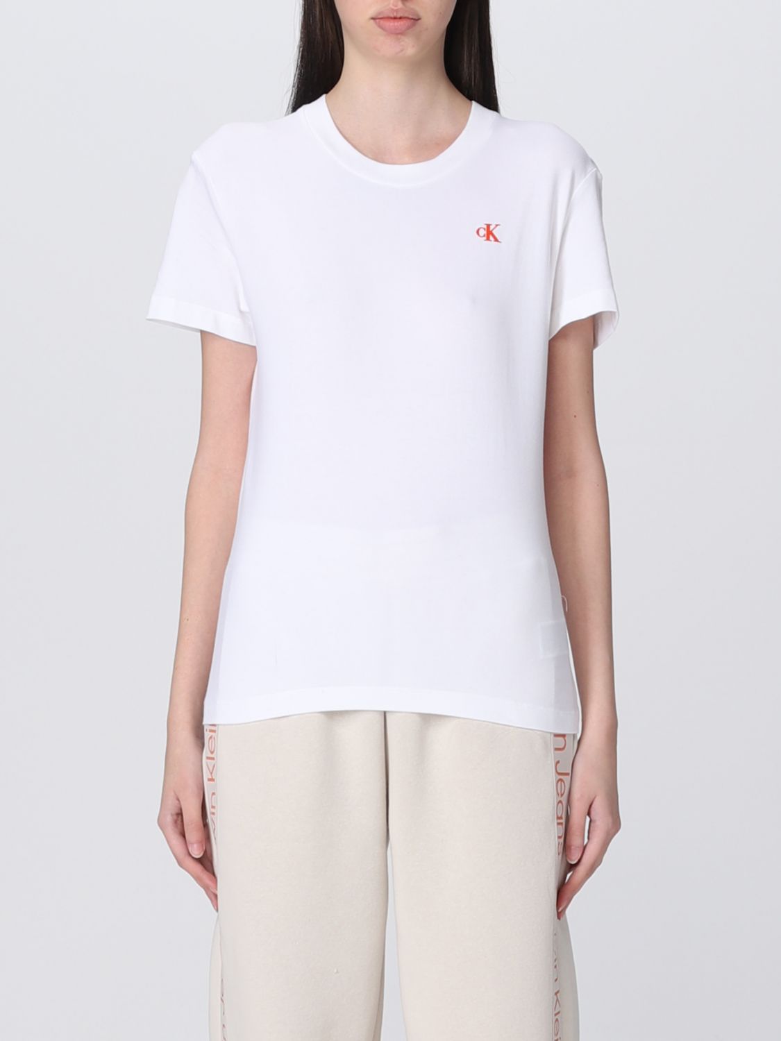 CALVIN KLEIN JEANS: t-shirt for woman - White | Calvin Klein Jeans t ...