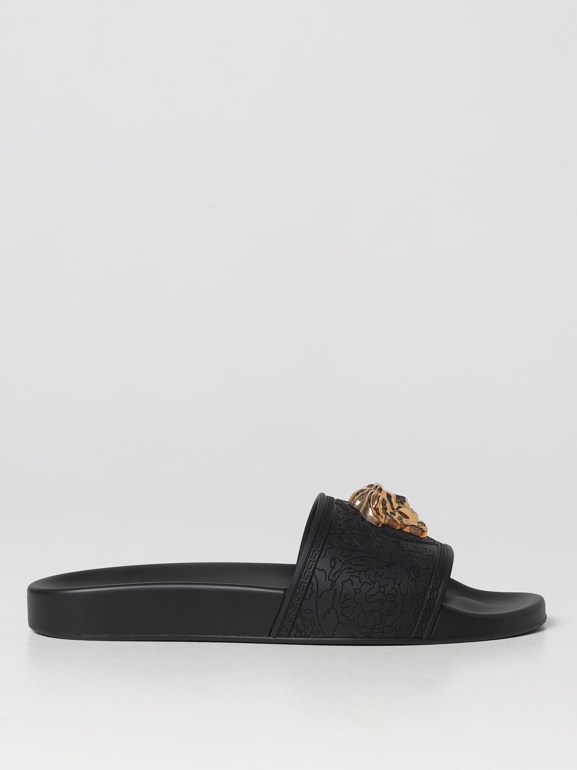 Versace Black Palazzo Slides In Black