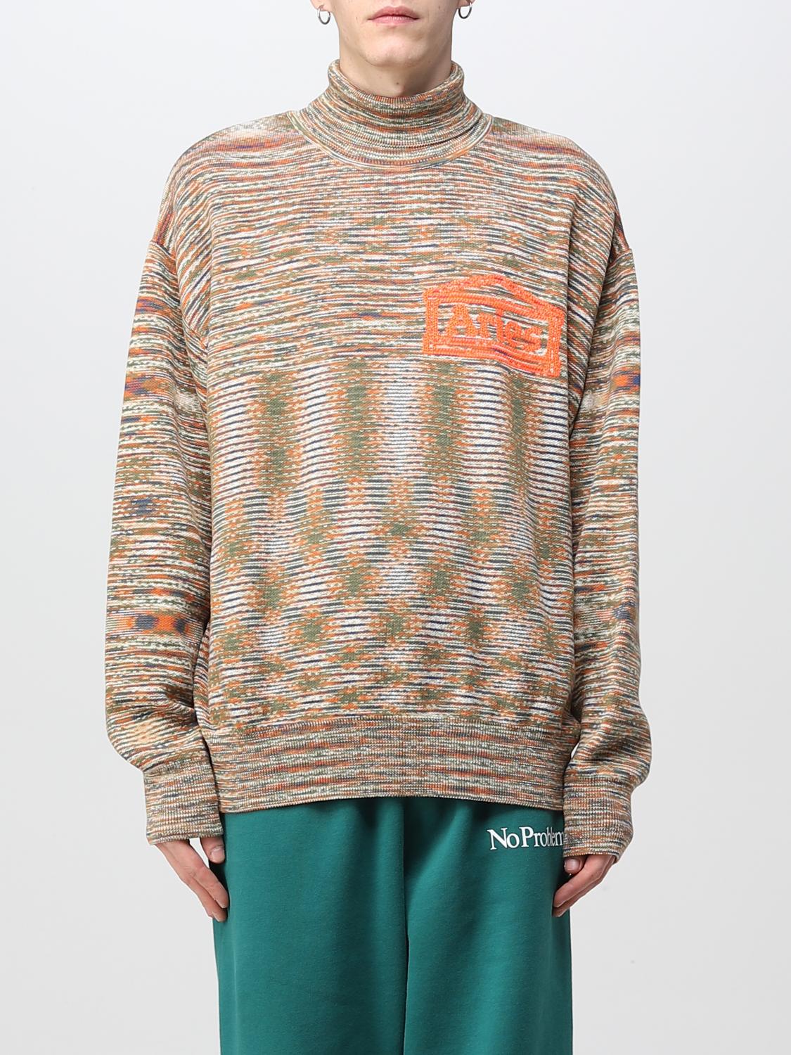 Aries Temple Logo Space Dye Cotton Blend Knit Turtleneck Sweater In Multicolor