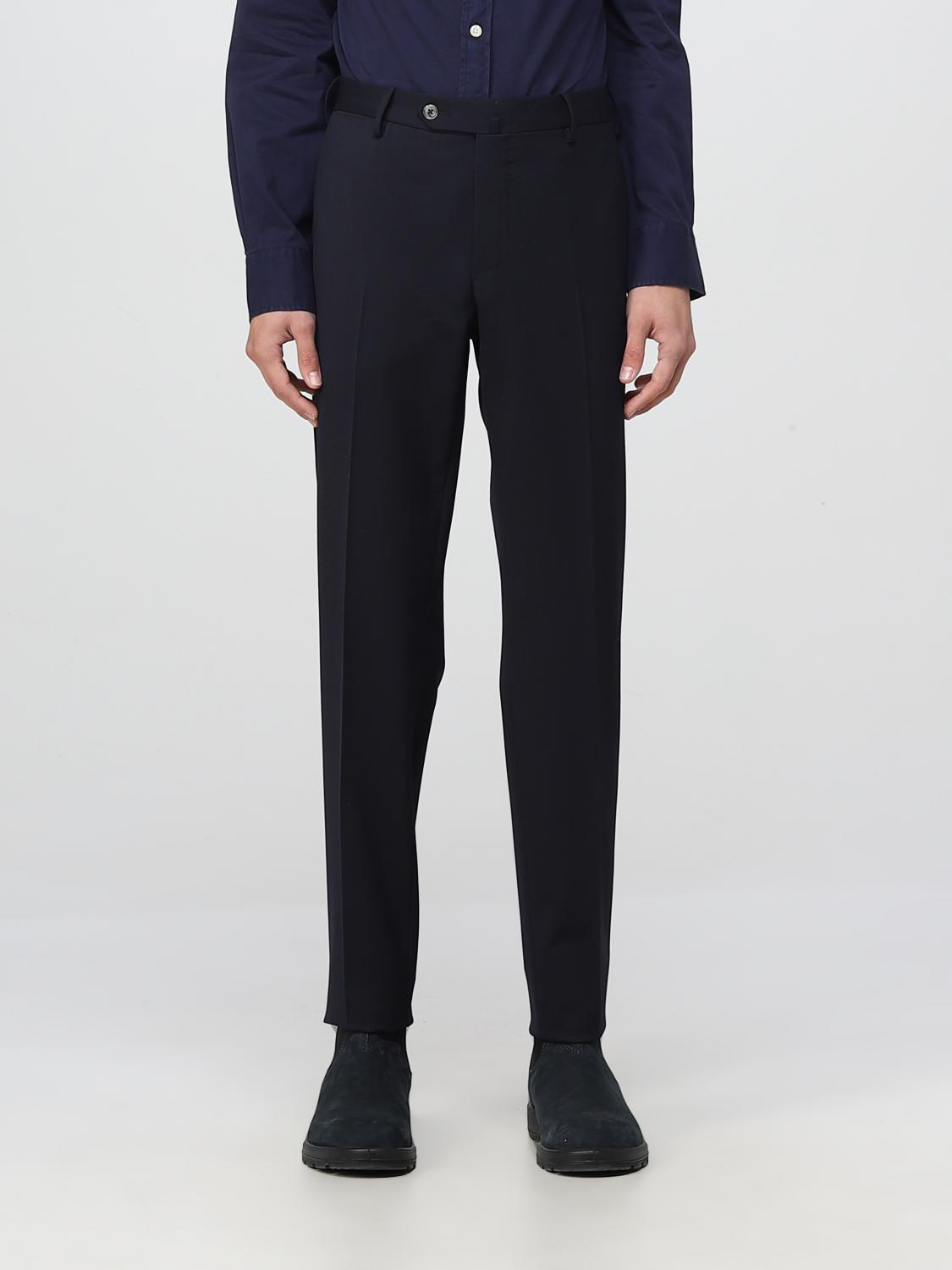 Pt Torino Dark Grey Stretch Cotton Chino Pant In Blue