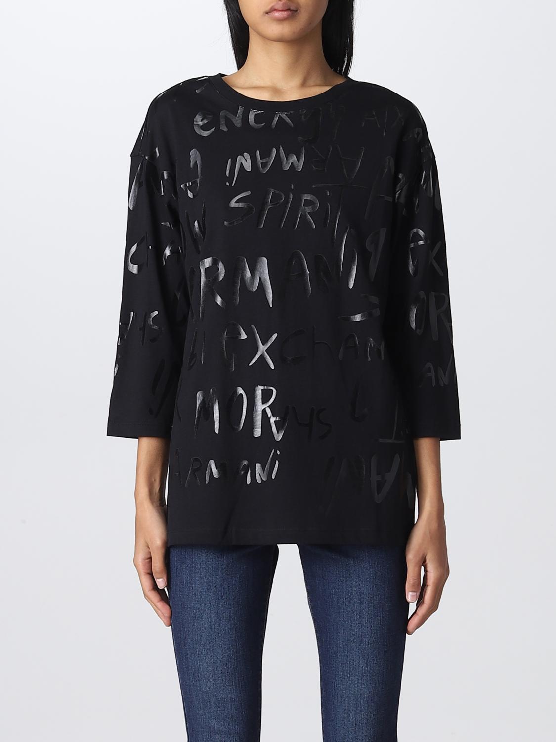 ARMANI EXCHANGE: t-shirt for woman - Black | Armani Exchange t-shirt ...