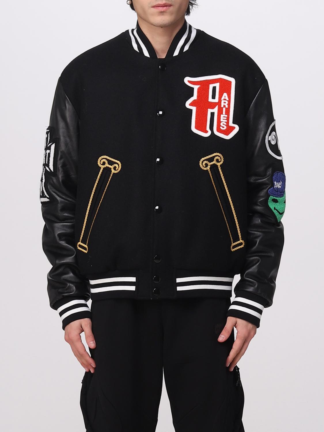 Aries Logo-appliqué Wool Varsity Jacket In Black