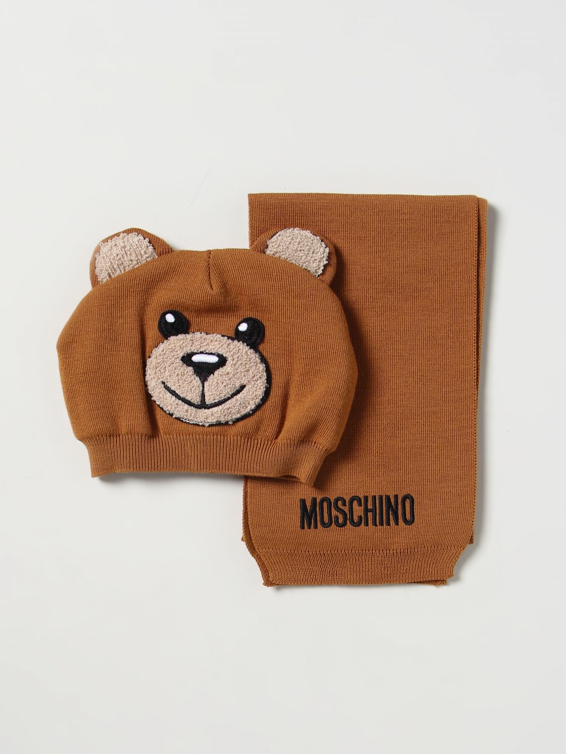 Moschino Baby Babies' Brown Bear Hat & Scarf Set
