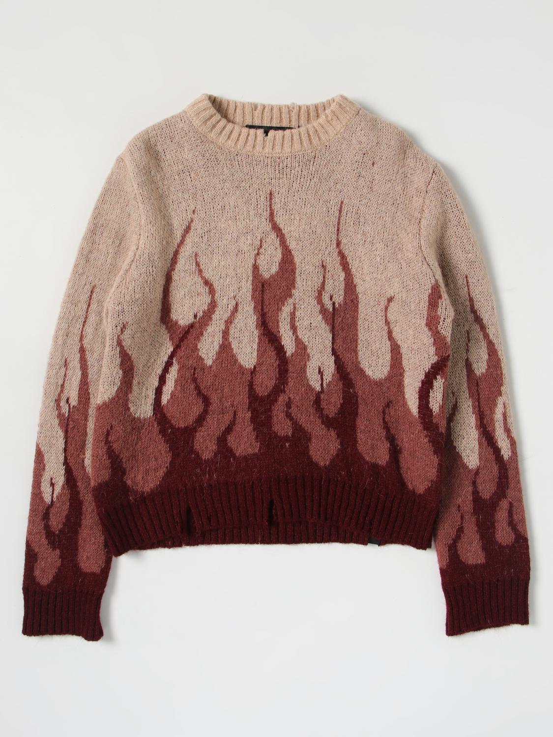Vision Of Super Flame-print Distressed-finish Jumper In Violet