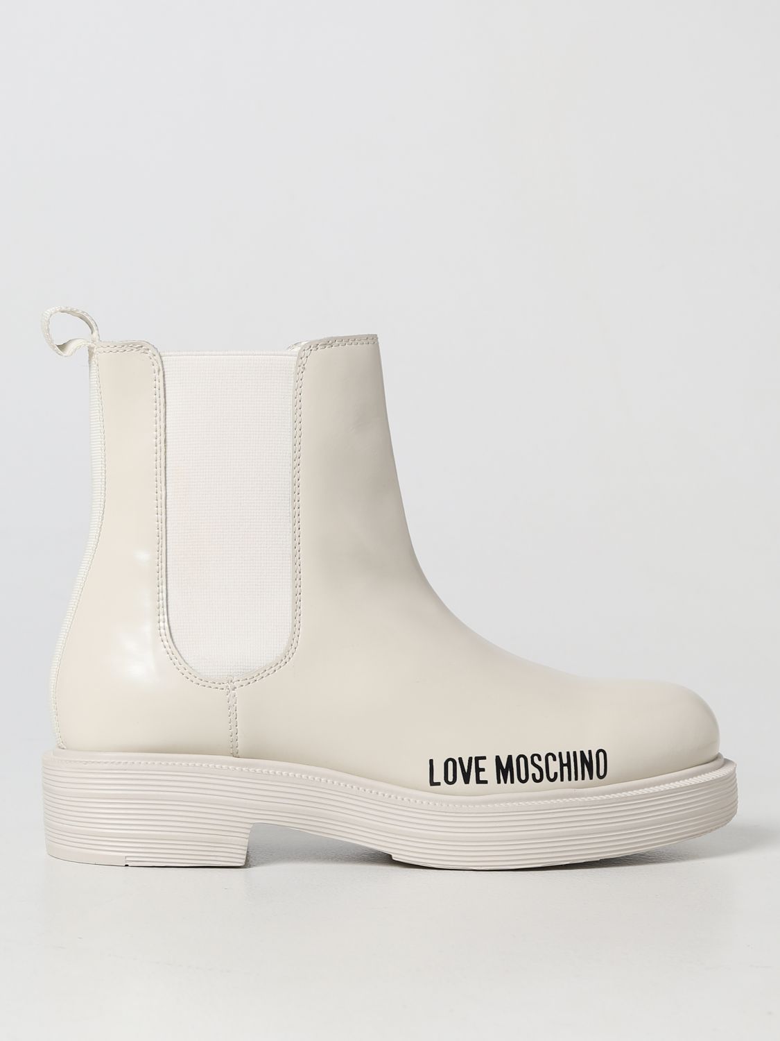 LOVE MOSCHINO FLAT ANKLE BOOTS LOVE MOSCHINO WOMAN COLOR WHITE,D68462001