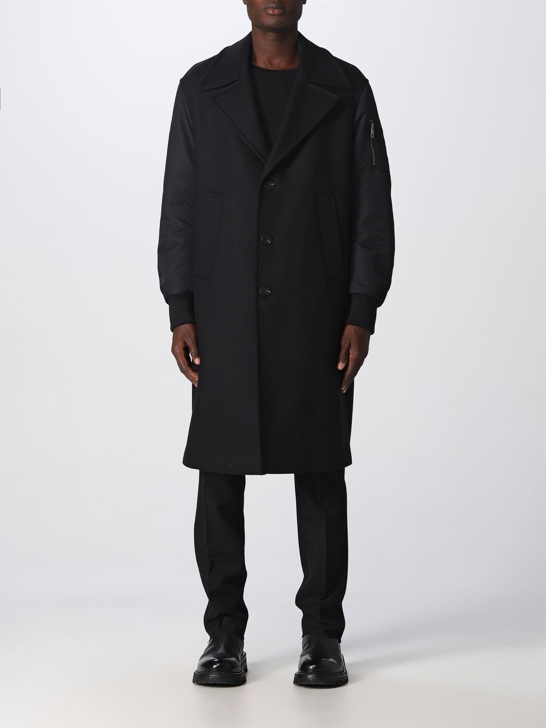 NEIL BARRETT: coat for man - Black | Neil Barrett coat PBCA007CT055C ...