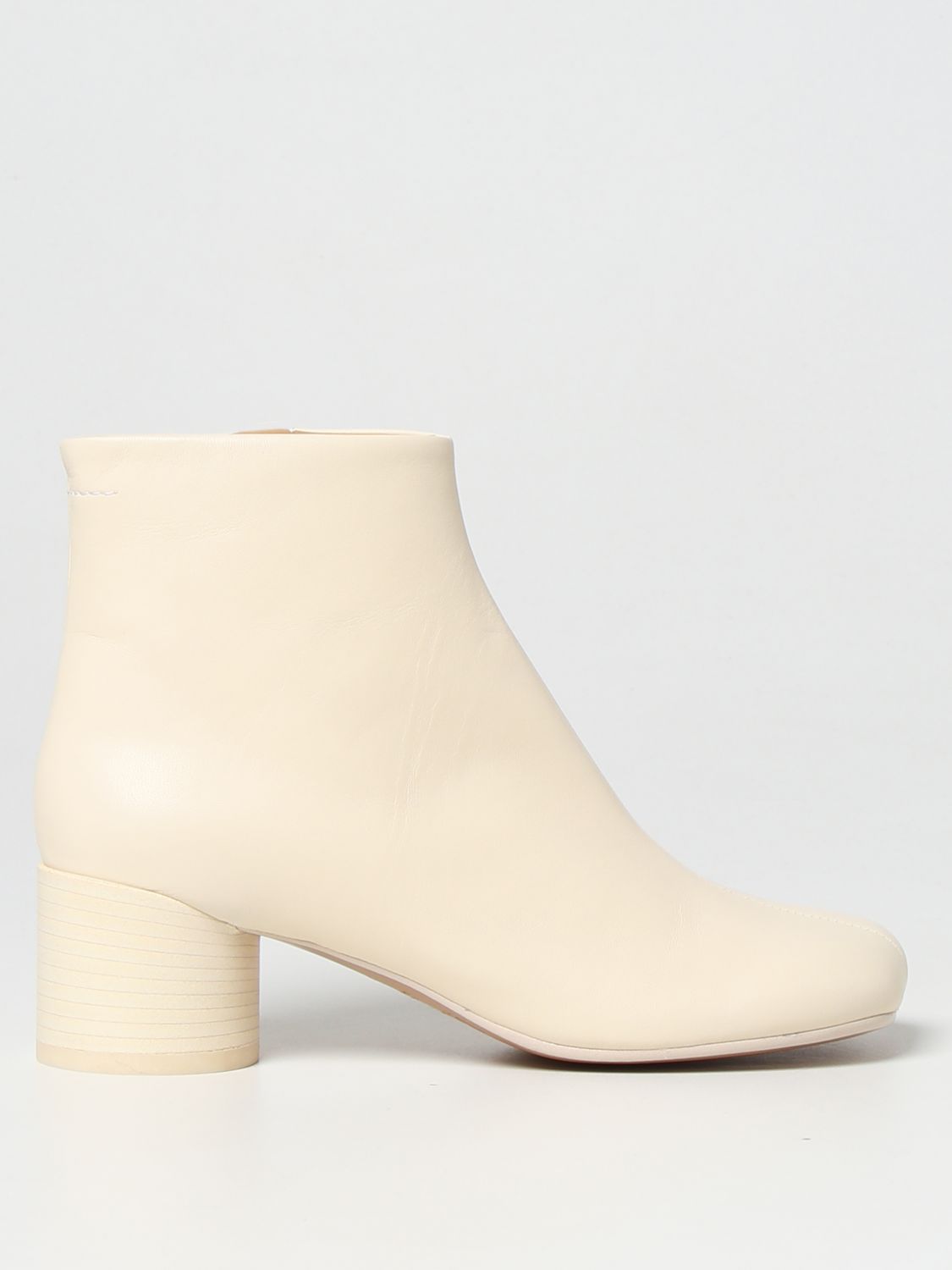 Mm6 Maison Margiela Flat Ankle Boots  Woman In Yellow Cream