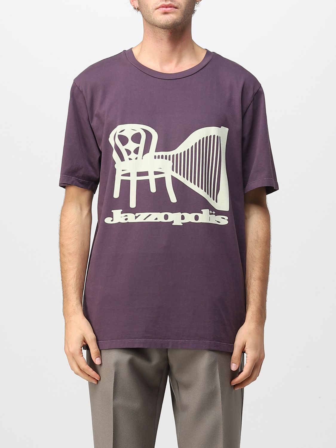 T-shirt Paura: T-shirt Paura in cotone con stampa grafica viola 1
