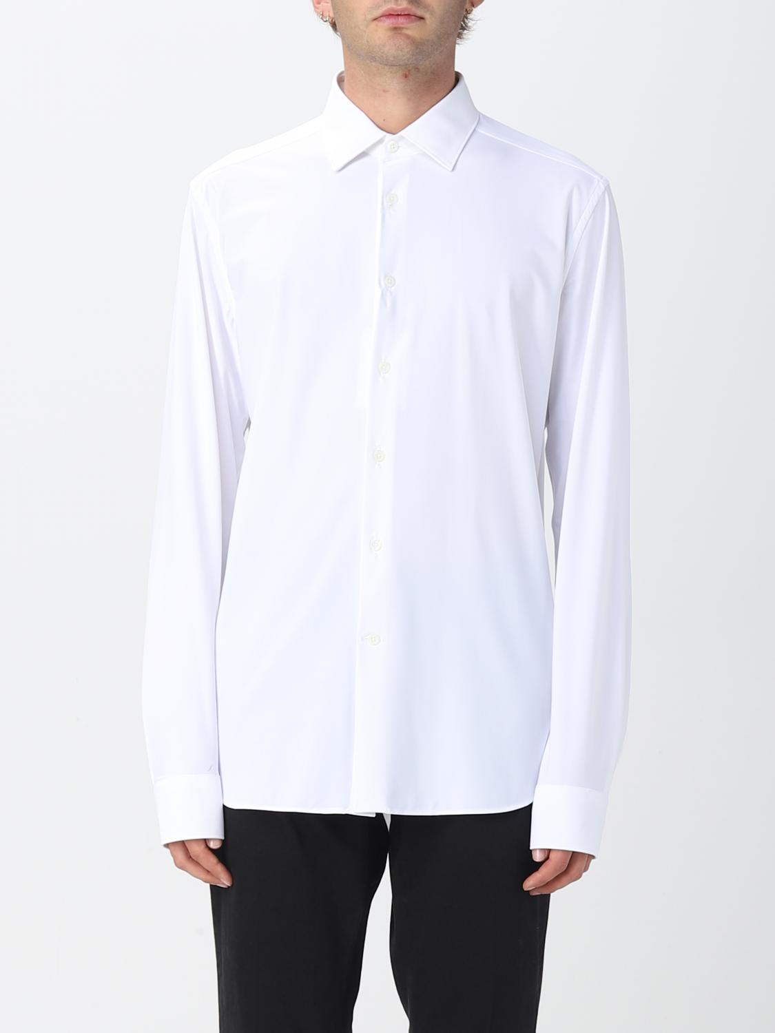 Corneliani Long-sleeve Stretch-cotton Shirt In White
