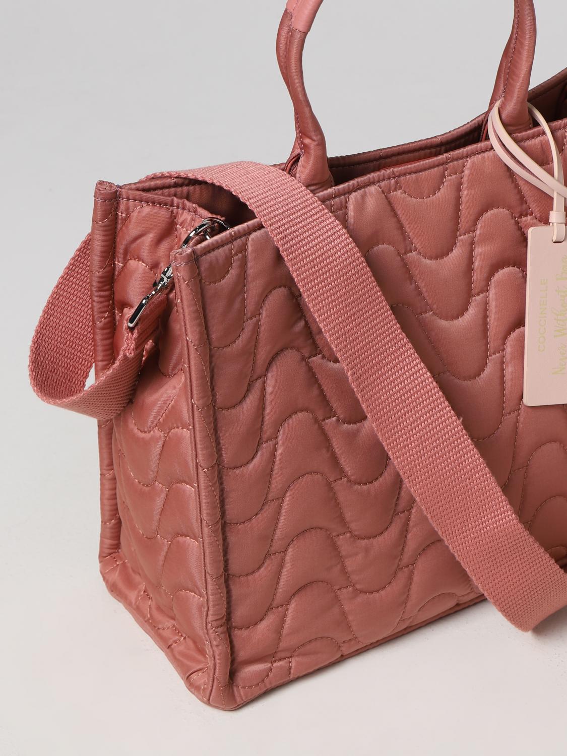 COCCINELLE Borsa Never Without Bag in nylon matelassè Rosa Borse