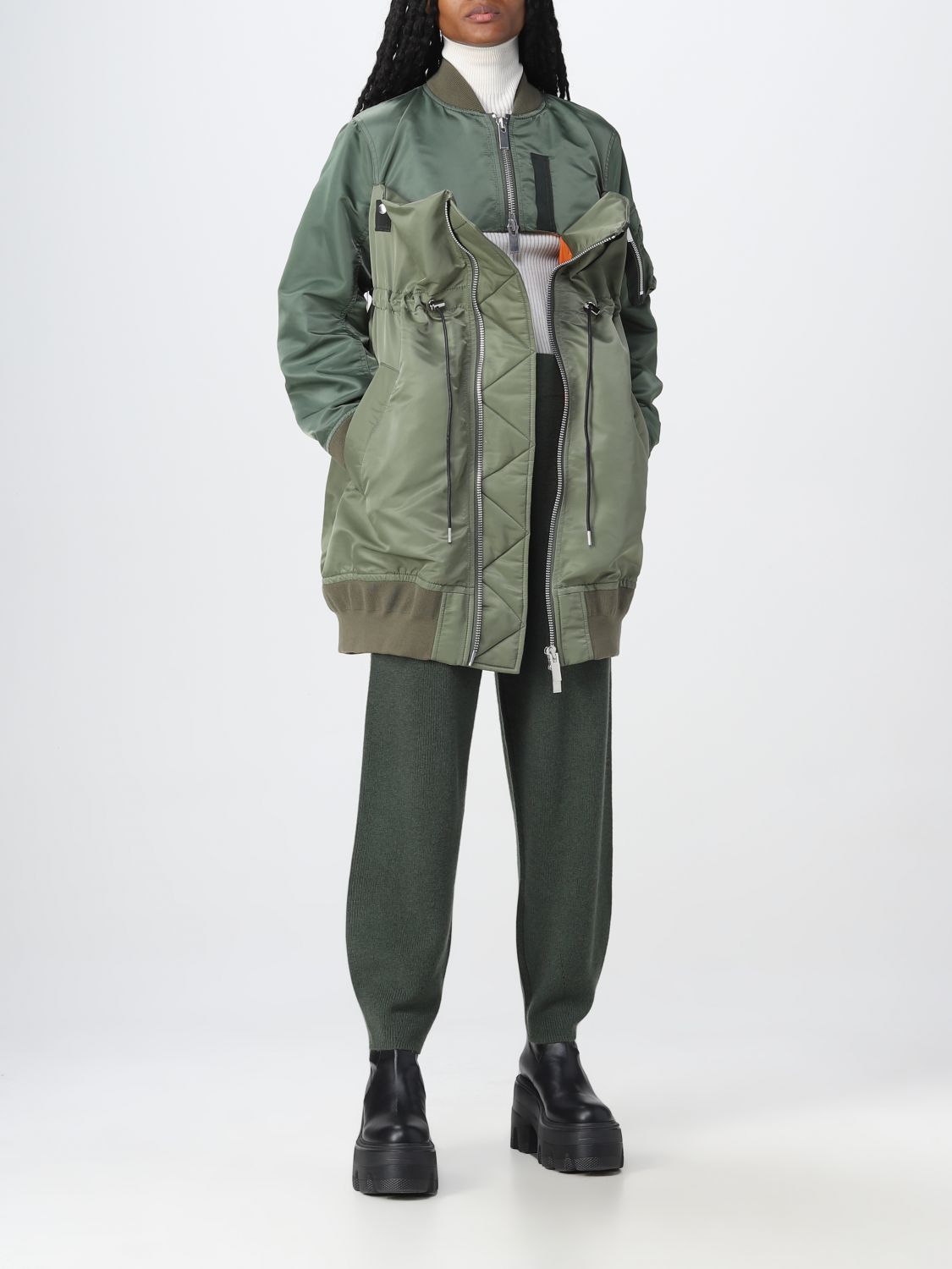 Sacai Outlet: jacket for woman - Kaki | Sacai jacket 2206360