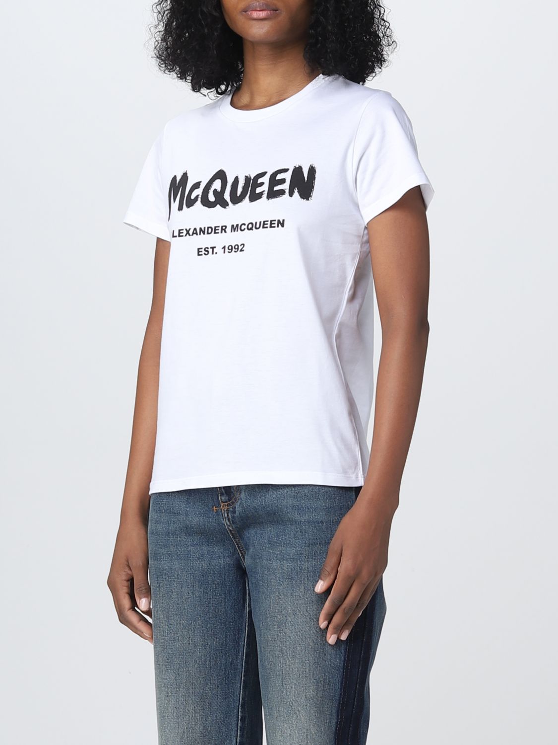 ALEXANDER MCQUEEN: t-shirt for woman - White | Alexander Mcqueen t-shirt  608614QZAD3 online on 