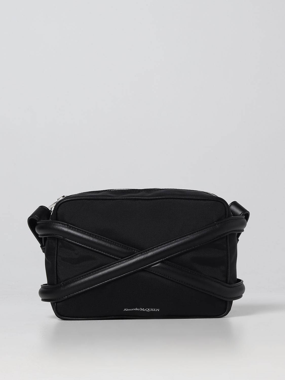 Alexander Mcqueen Harness Bag In Fabric And Leather In Black