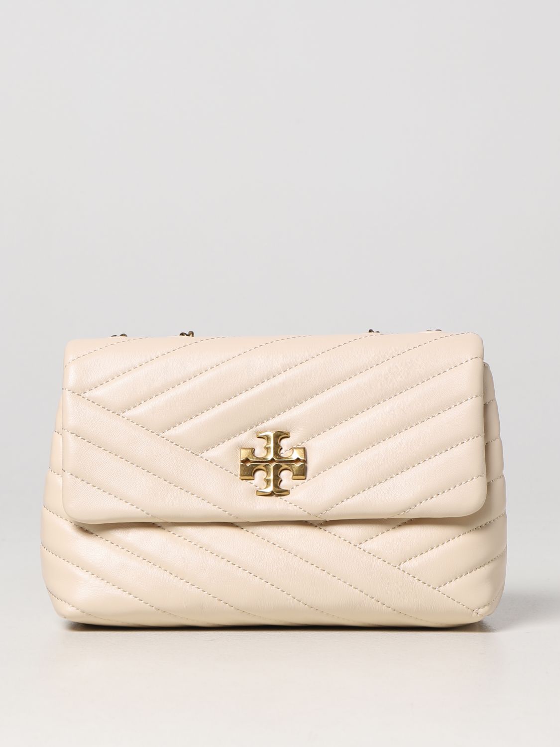 Kira Quilted Leather Shoulder Bag in Black - Tory Burch