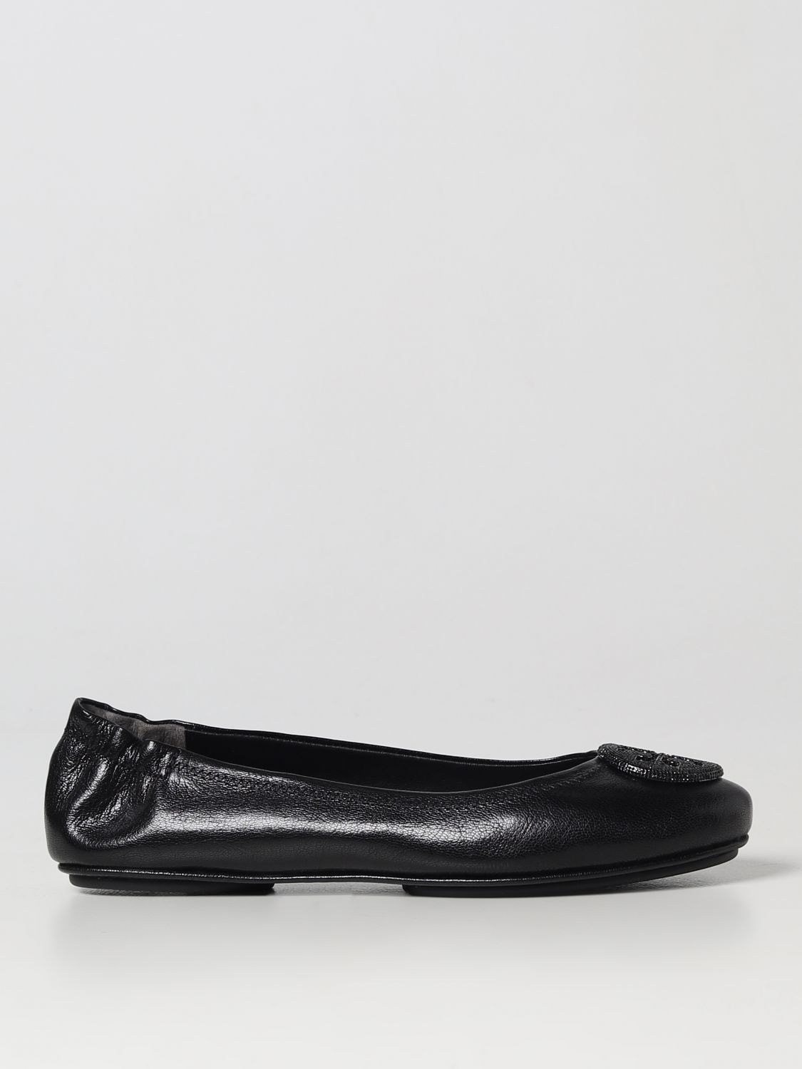 Shop Tory Burch Ballet Flat In Grained Leather In Black