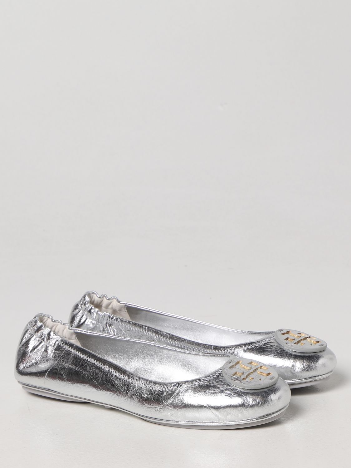 TORY BURCH: ballet pumps for women - Silver | Tory Burch ballet pumps  144167 online on 