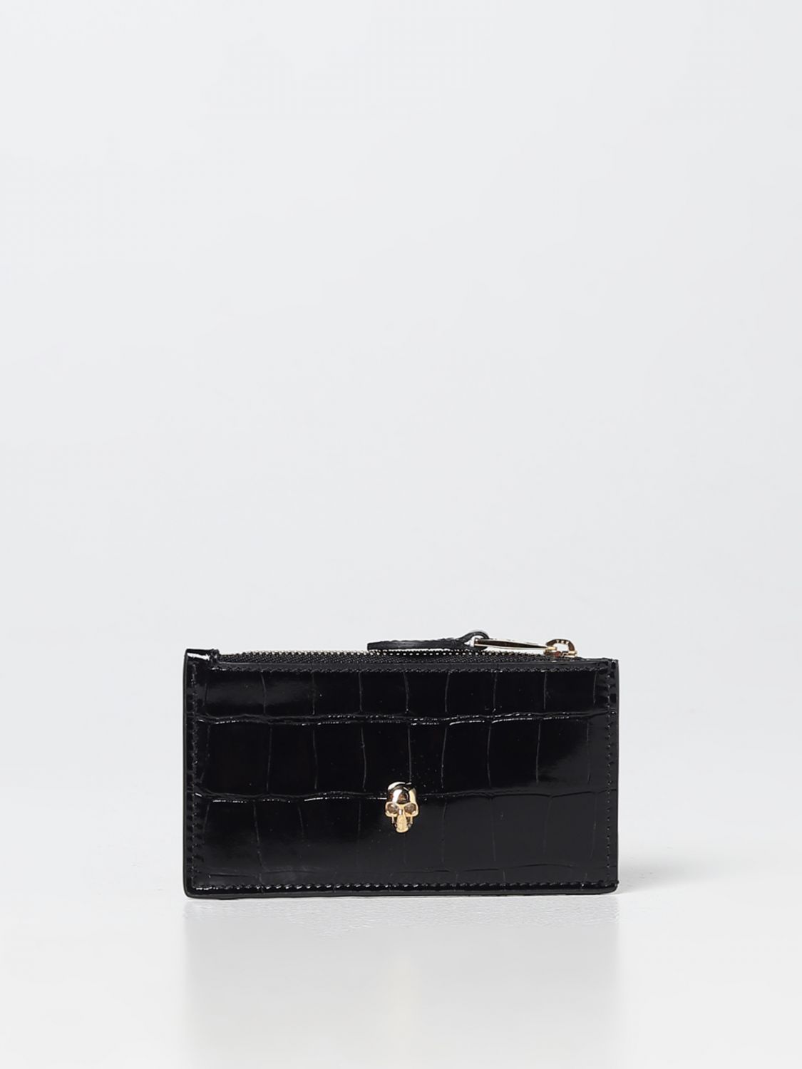 Alexander Mcqueen Card Holder In Shiny Leather In Black