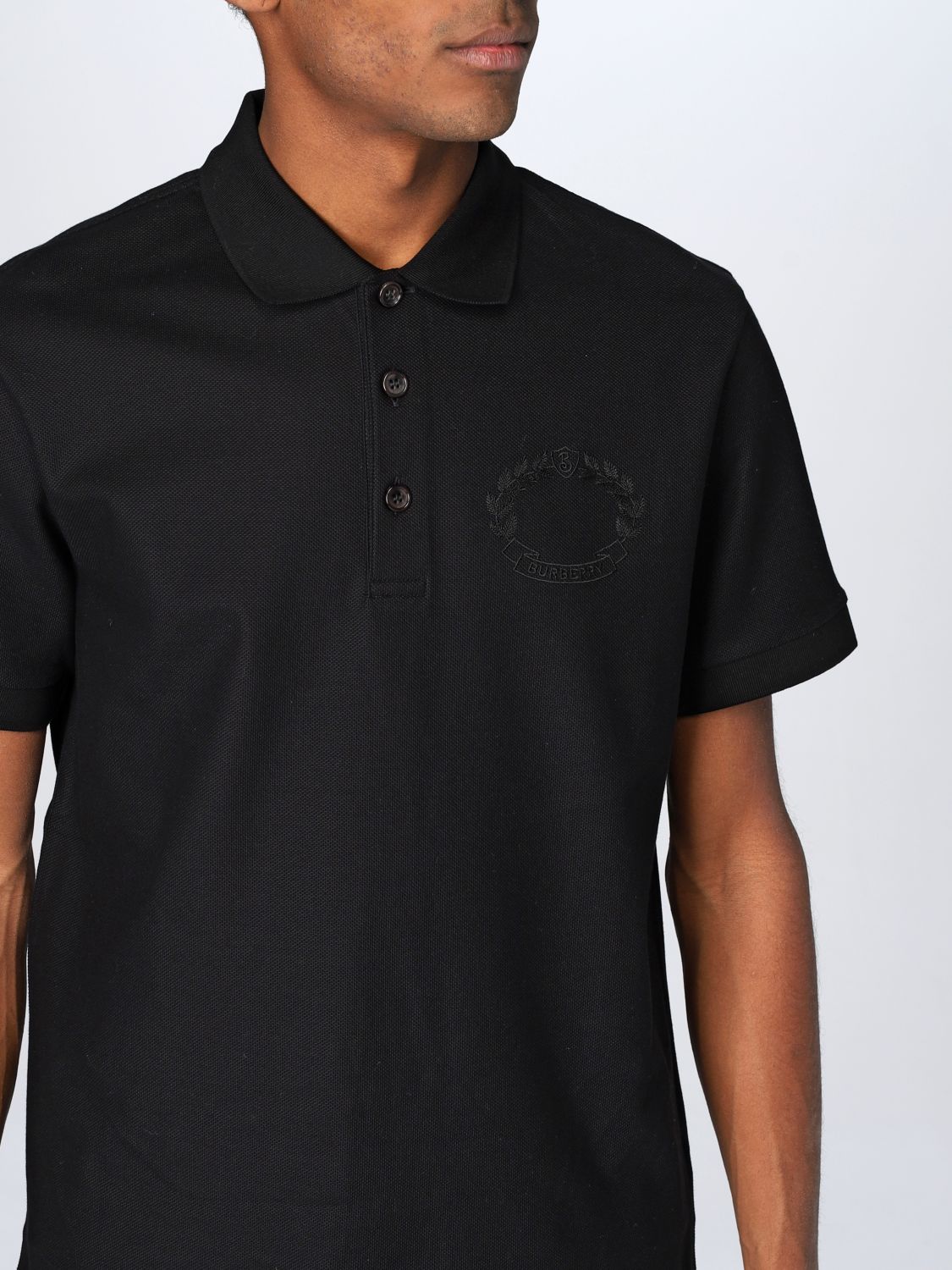BURBERRY: polo shirt for man - Black | Burberry polo shirt 8065179 online  on 