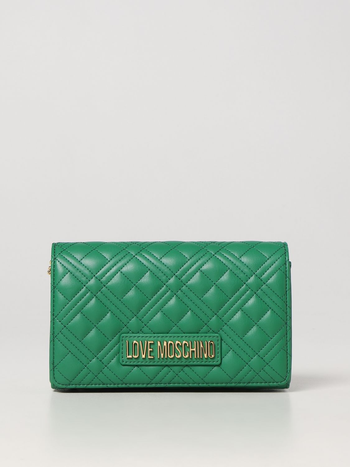 Borsa mini Love Moschino: Borsa wallet Love Moschino in pelle sintetica trapuntata verde 1